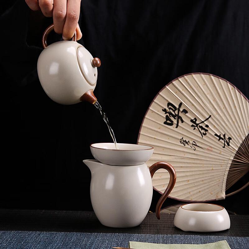 Shixun High-End Ru Kiln Crackle Glaze Ceramic Tea Set