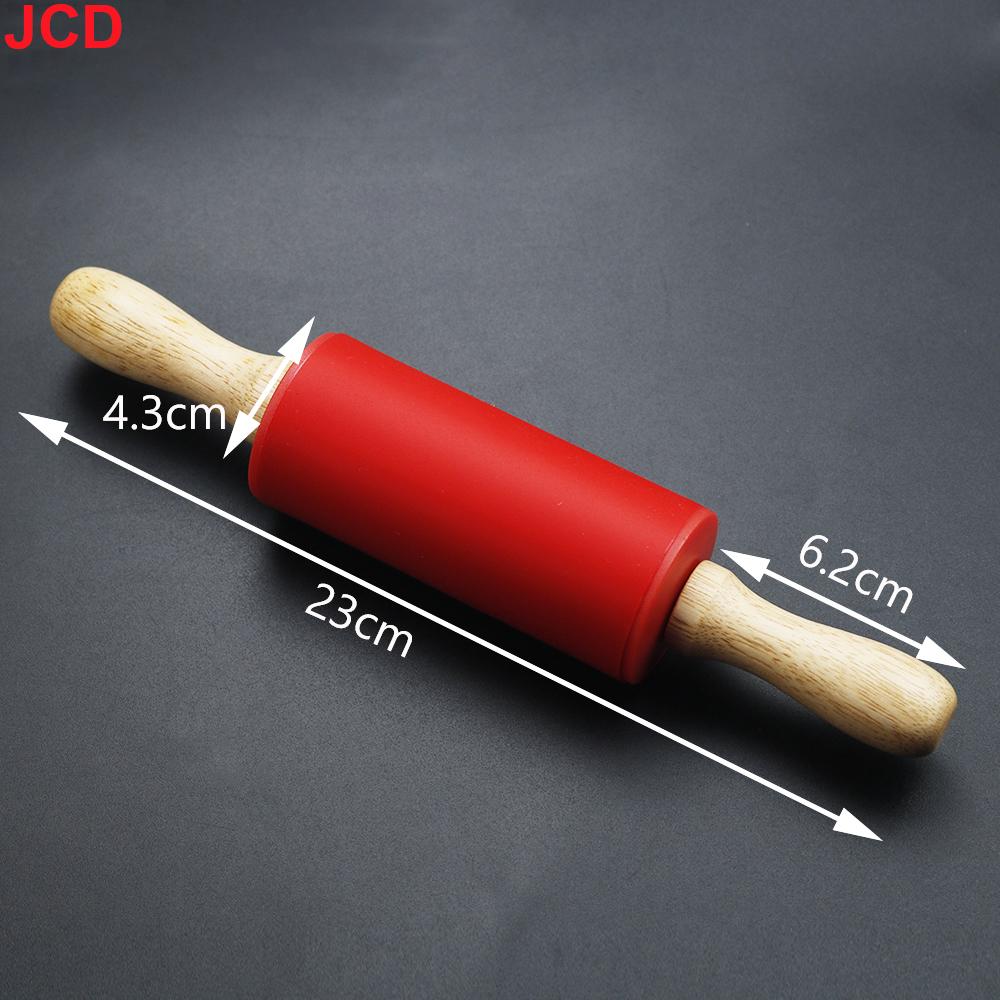 Silicone world Non-Stick Silicone Rolling Pin Wooden Handle Fondant DIY Pastry Dough Flour Roller Kitchen Baking Cooking Tools