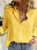 Camicie Eleganti in Cotone e Lino da Donna Casual Monocolore Bottoni Collo a Revers Camicie Autunno Inverno Manica Lunga Top Larghi Tunica Bluse