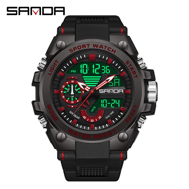 Sanda 6024 Outdoor Sports Shockproof Waterproof Luminous Watch - Unisex Multifunctional Electronic Watch