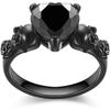 Gothic Skull Heart Ring for Women, Black Gold Tone with Red Purple Crystal Zirconia, Ideal Gift for Valentine's Day Mother's Day