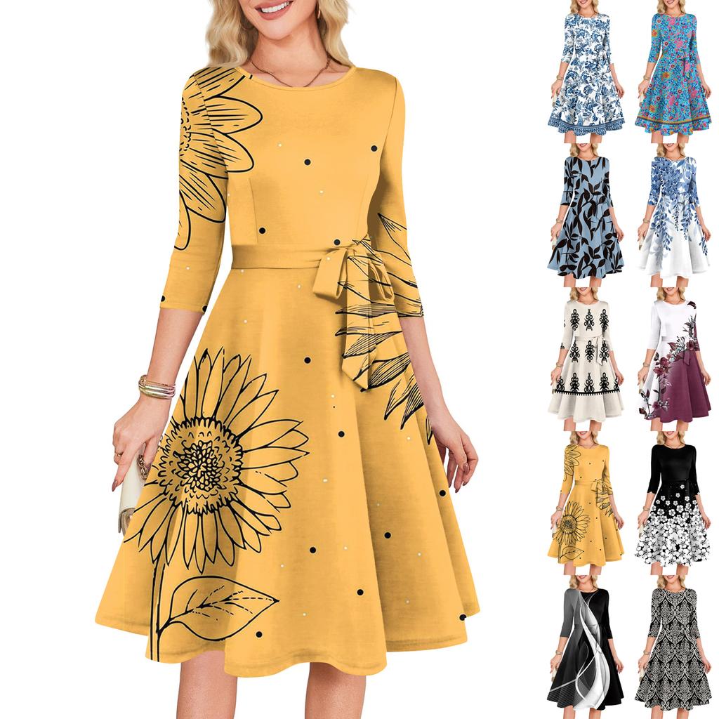 Women's Cocktail Dresses 3/4 Sleeve Vintage Wedding Guest Dress