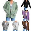 Autumn Hoodie Solid Color Hooded Korean Fashion Sweatshirts Long Sleeve Top Drawstring Pockets Loose Zipper Black Hoodies
