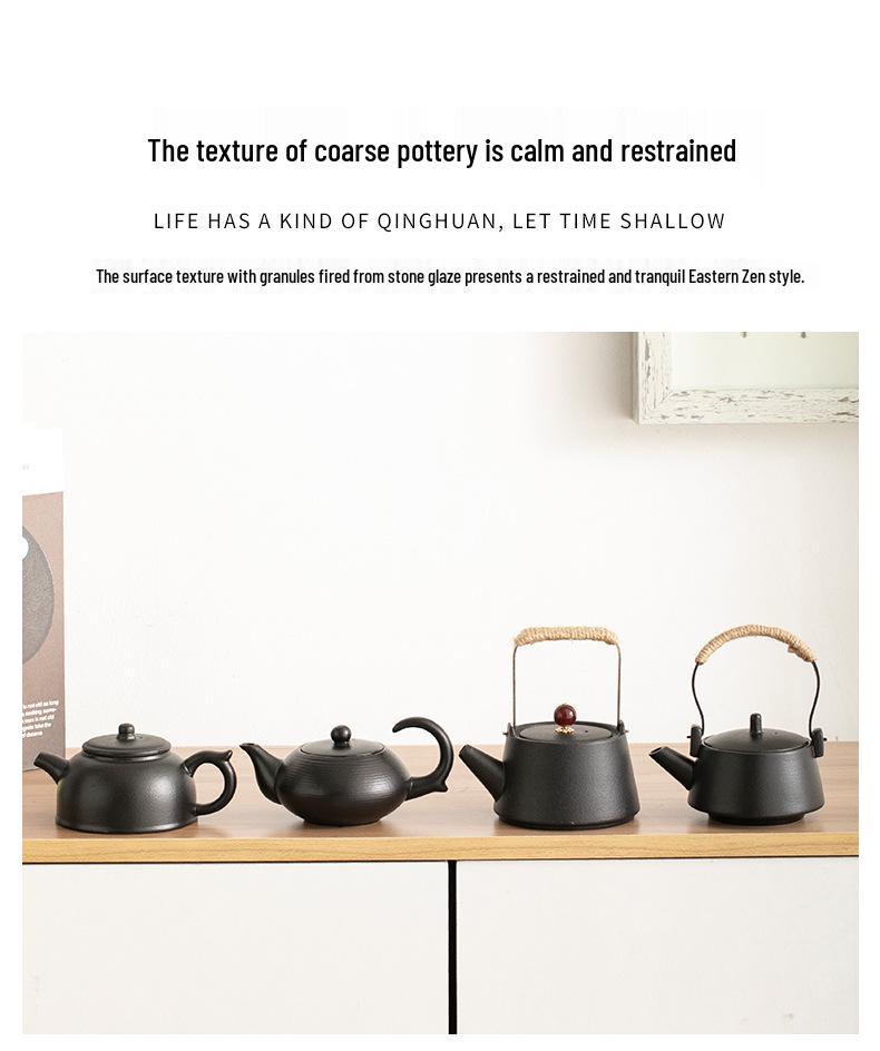 Portable Black Pottery Kung Fu Tea Set - Customizable with Logo for Business Gifts & Souvenirs