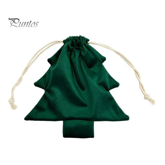 Plush Christmas Tree Ornaments Drawstring Presents Bag, Reusable Wrapping Pouch, Decorative Pendant Bags Shaped Holiday Favors Bag for Candy,