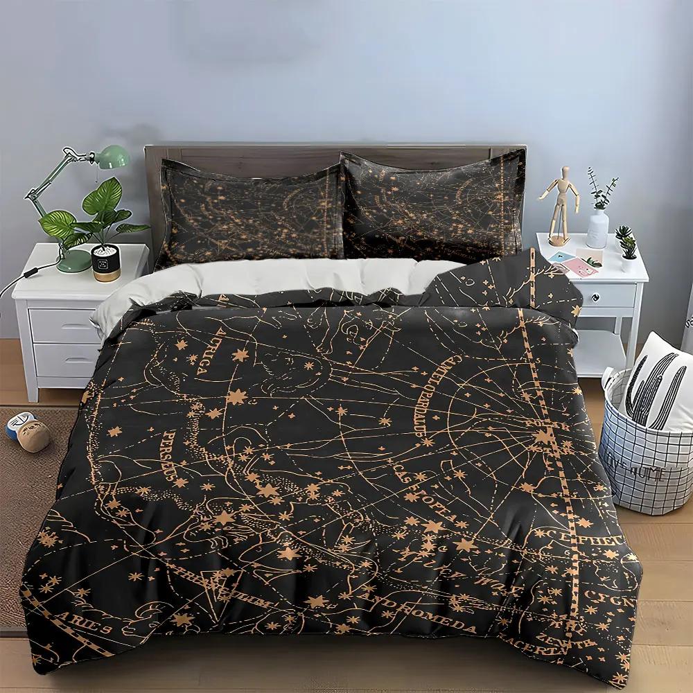 Celestial Star Map Decoration Set Soft Comfortable Duvet Cover Bedding Set Included 1*Duvet Cover & 2*Pillowcases Gift
