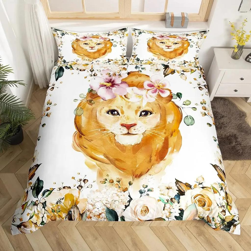 Unicorn Duvet Cover Set Floral Unicorn Bedding Sets Galaxy Constellation Comforter Cover Magical Fantasy Botanical Quilt Cover