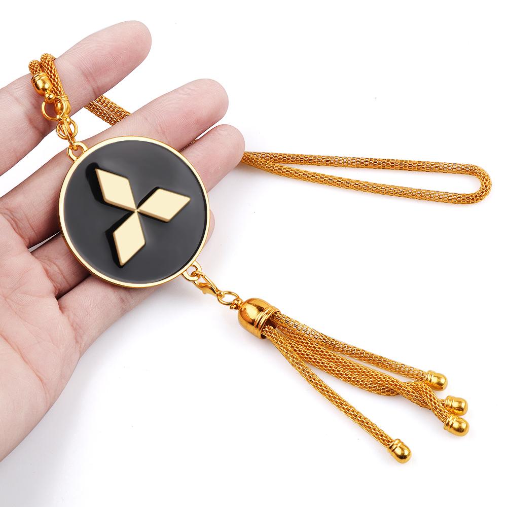 Car Interior Metal Emblem Rearview Mirror Hanging Pendant Cover for Mitsubishi Pajero Sport ASX Lancer L200 Attrage Xpander EVO