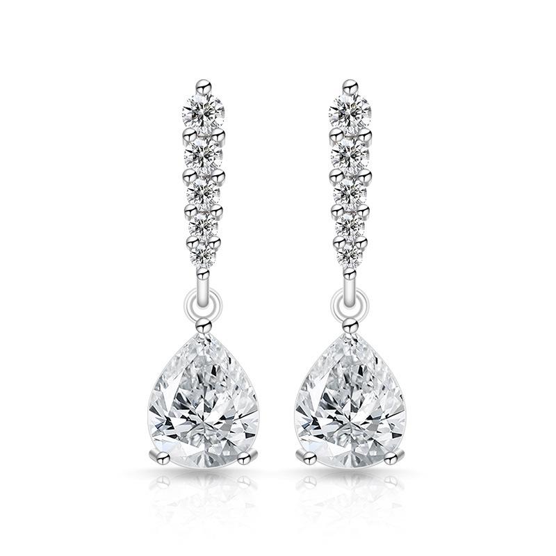 Fashion Classic  925 Sterling Silver Shining Water Drop AAA Zircon Women's Earrings