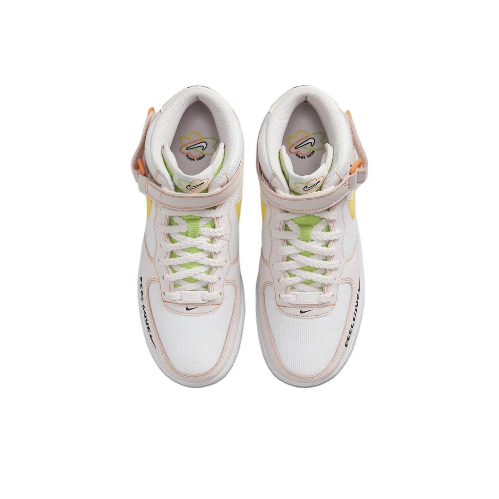 Nike Air Force 1 07 Mid Feel Love Women Sneakers White Pearl-Pink Action-Green FD0869-100