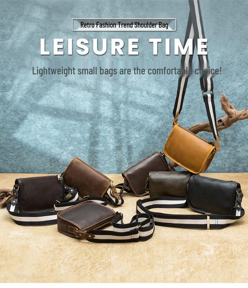 DUJIANG Men's Genuine Leather Crossbody Messenger Shoulder Bag