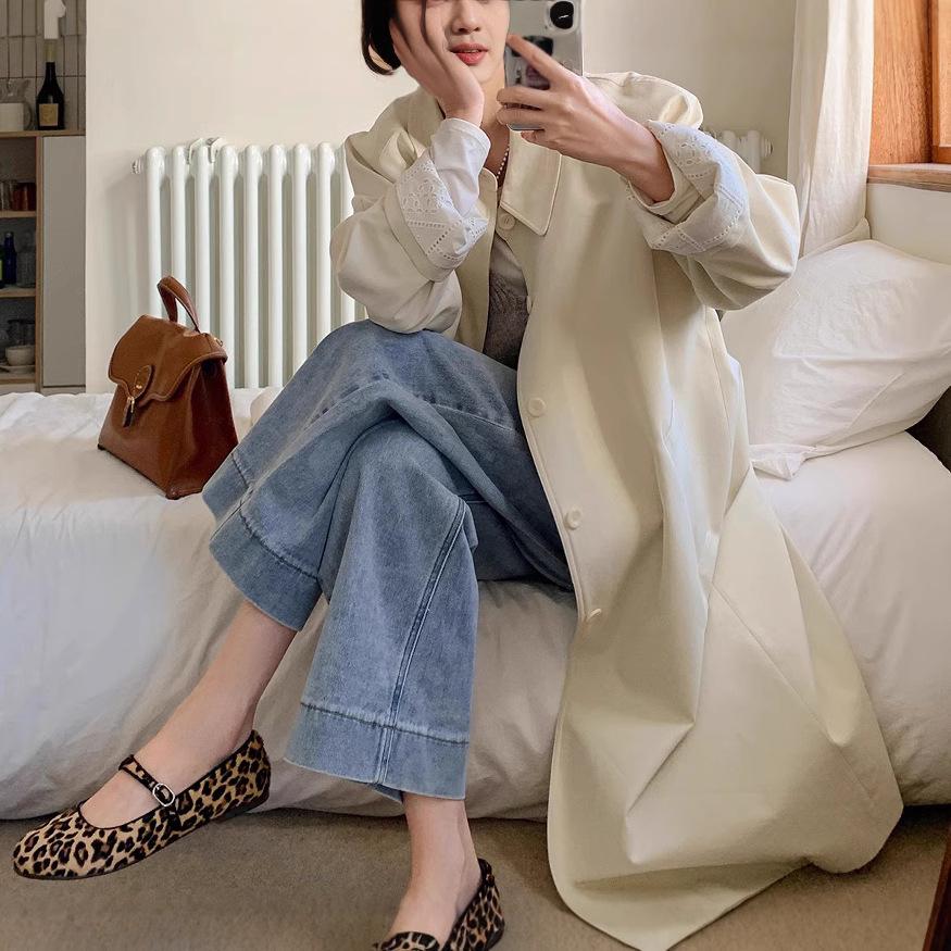 2025 Pre-Sale: Women's Off-White Long Loose Trench Coat for Spring