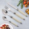 Jaswehome Laguiole Cutlery Set 4piece Steak Knives Forks Soup Spoons Teaspoons Ivory Color Flatware Stainless Steel Tableware