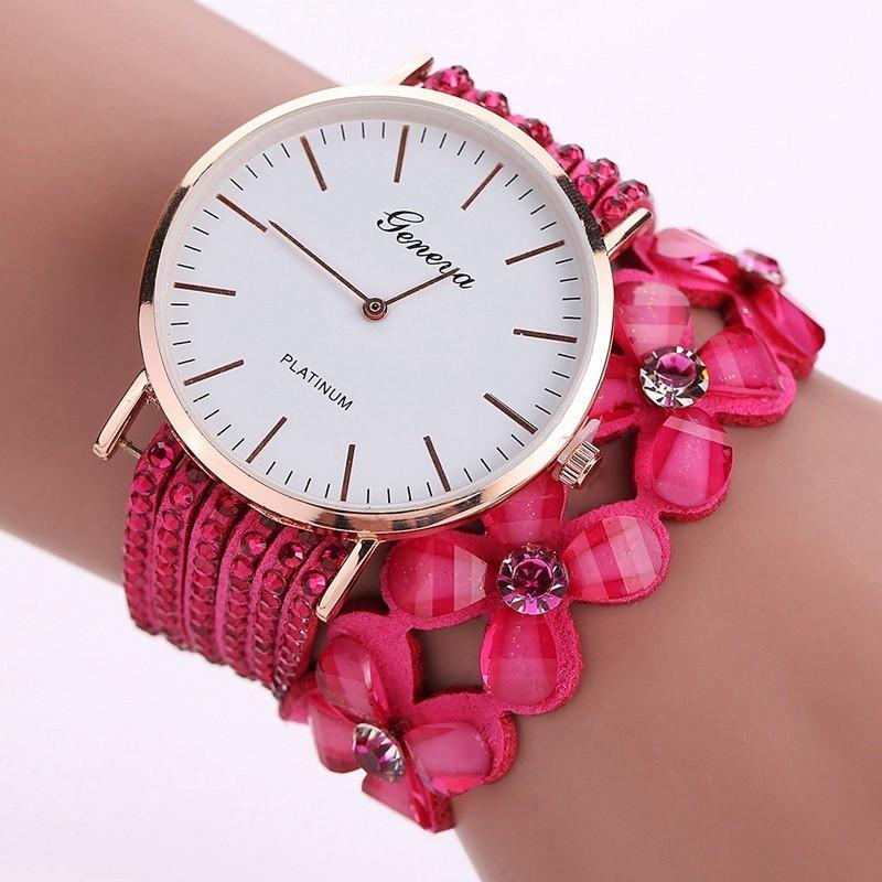 Elegant Floral Quartz Bracelet Watch Fashionable Women's Jewelry Timepiece