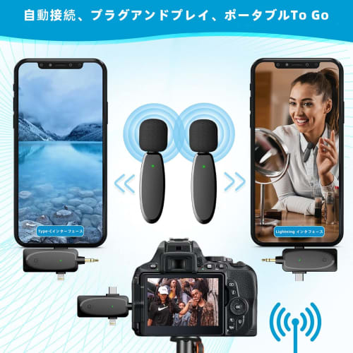Wireless Microphone, 3-in-1 Interface, Clip-on, Instant Connection, 360 Sound Collection, Smartphone/External Microphone, Supports Simultaneous Use b
