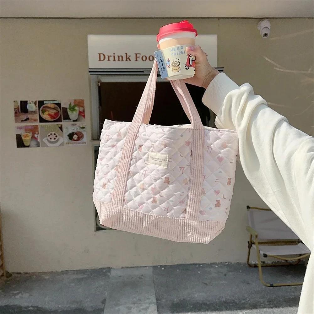 Sweet Large Capacity Soft Fabric Women Shoulder Bag Fashion Solid Color Floral Female Handbag Simple Winter Ladies Underarm Bags
