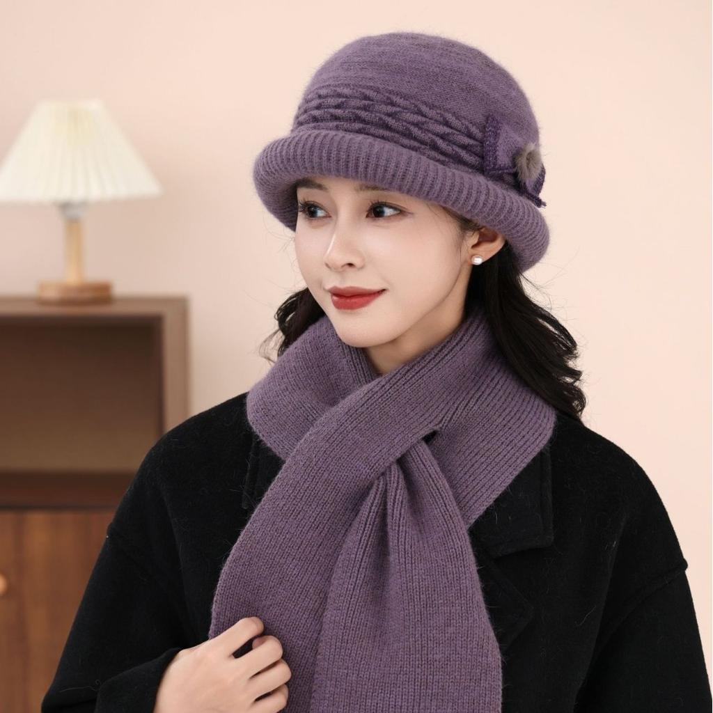 New Winter Pot Hat Rabbit Hair Women Winter Warm Plus Velvet Thickened Wool Knit Hat Fashionable Ear Protection