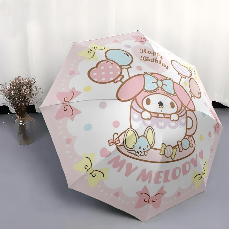 1pc Happy Birthday My Melody Automatic Opening and Closing Umbrella - Suitable for Various Occasions, Outdoor Activities, Lightweight and Durable Auto