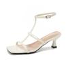 Summer New French Open-toed Sandals Women's Nude Temperament Sexy High-heeled Sandals Word with Roman Sandals Women