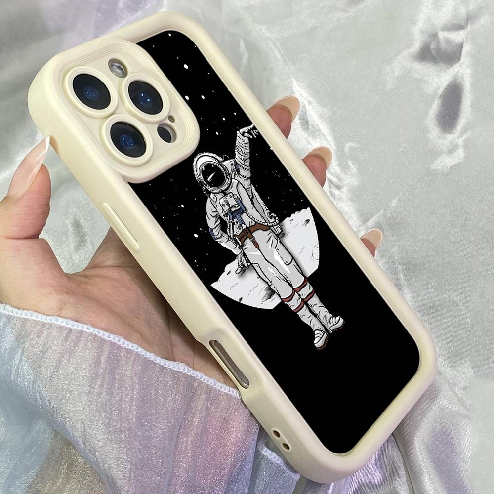 JT31 Astronaut First Man On Moon Landing Phone for for iPhone 17 Pro Max Samsung S26 A17 A16 A07 Xiaomi 15T Redmi Note 14 Pro Plus Soft TPU Case Cover