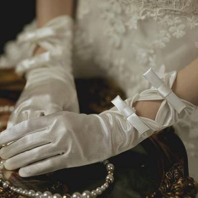 Guantes para Boda Novia Blancos Vintage Estilo Corto, Guantes Individuales de Fiesta