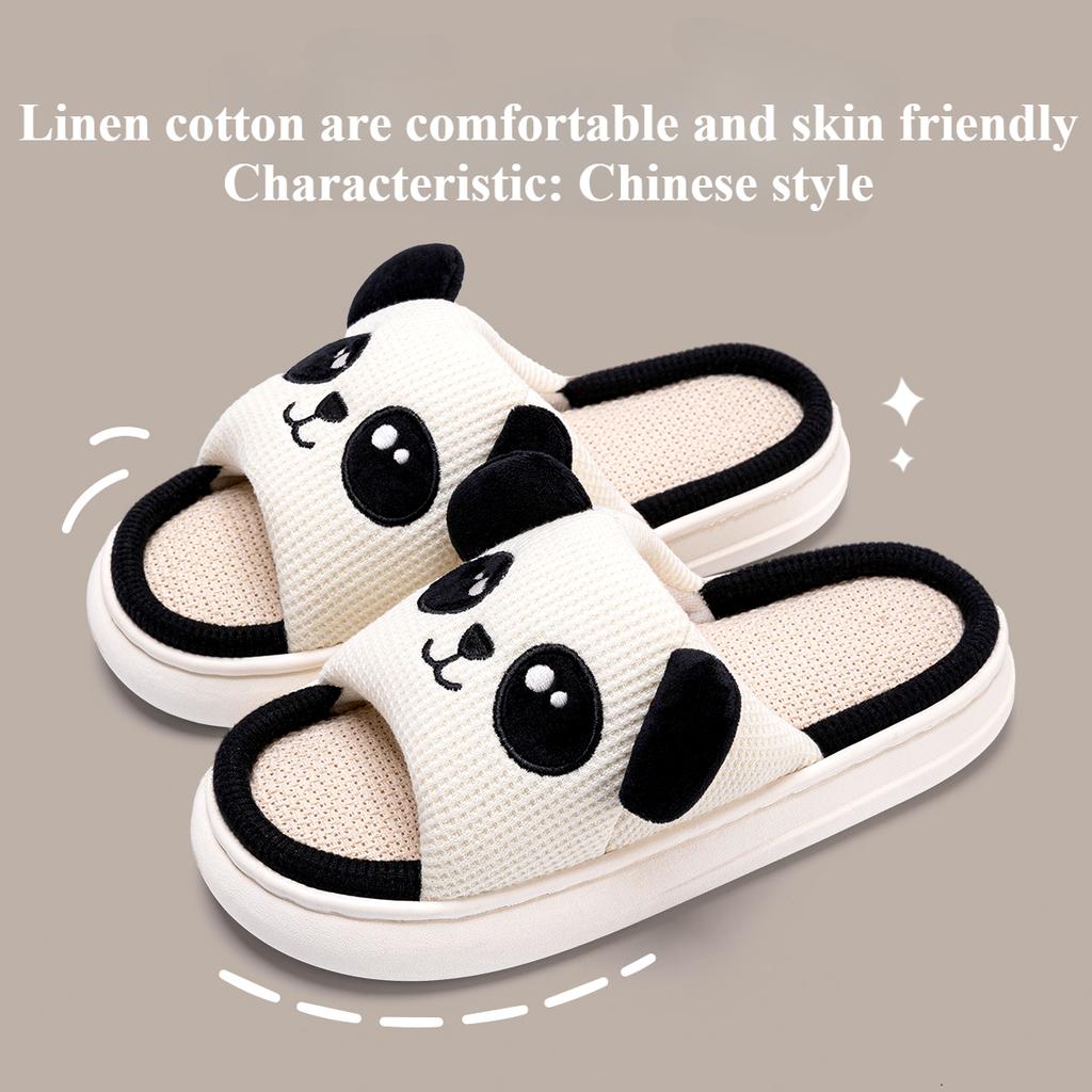 Cute Linen Slippers for Women In Summer, Suitable for Indoor and Household Use. Thick Soled Cotton and Linen Slippers for Men In All Seasons