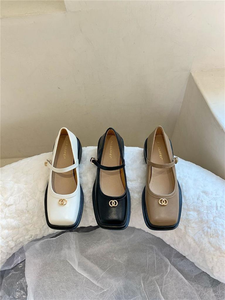 Korean Version of Thick Heel Grandma Single Shoes Women's Shoes Spring and Autumn 2025 New Retro Versatile Skirt Casual Ladyshoes