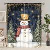 2 pieces - Retro Christmas snowman print curtains   Christmas decorations   home decorations   room decorations