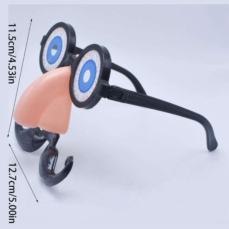 Funny Nose Glasses with Fake Mustache, Big Nose Glasses Eyeball Glasses with Nose and Mustache for Halloween Parties