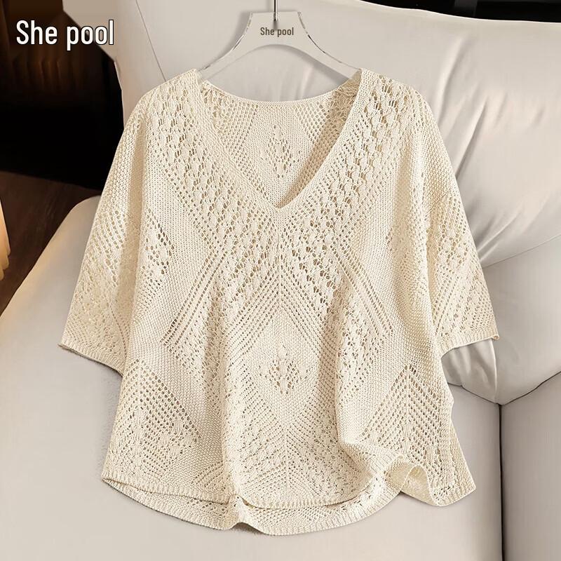 Women s French Hollow Crochet Knit Cover-up Top One Size