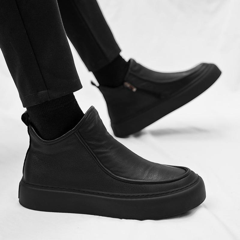 Shoes for Men Leather High-top Men Shoes Trend Casual Comfort High Quality Black Boots Fashion Men's Sneakers Zapatillas Hombre