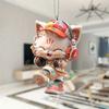 Acrylic With Pendant Cute Cat Listening To Music Design For Auto Interior Decor