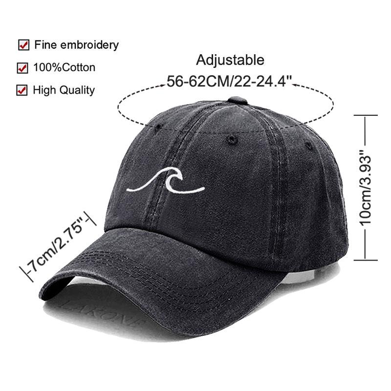 Men'S Baseball Cap Women'S Washed Cotton Waves Embroidery Embroidery Dad Hat Sport Golf Caps For Man Sun Hats Dropshipping