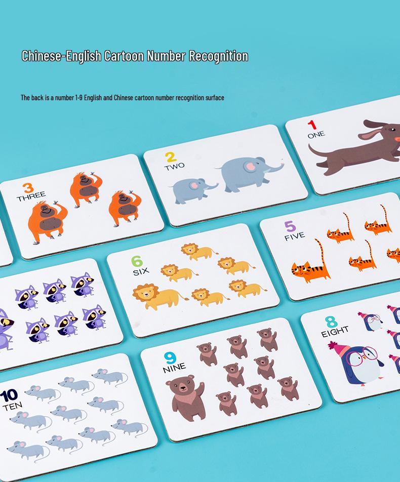 Wooden Number Operation Flashcards & Beads Puzzle Game for Kids