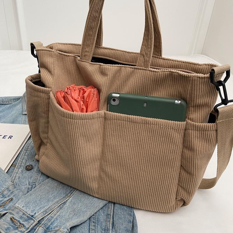 Corduroy Bag Large Capacity Tote Bag Women's Shoulder Bag Student Class Big Bag
