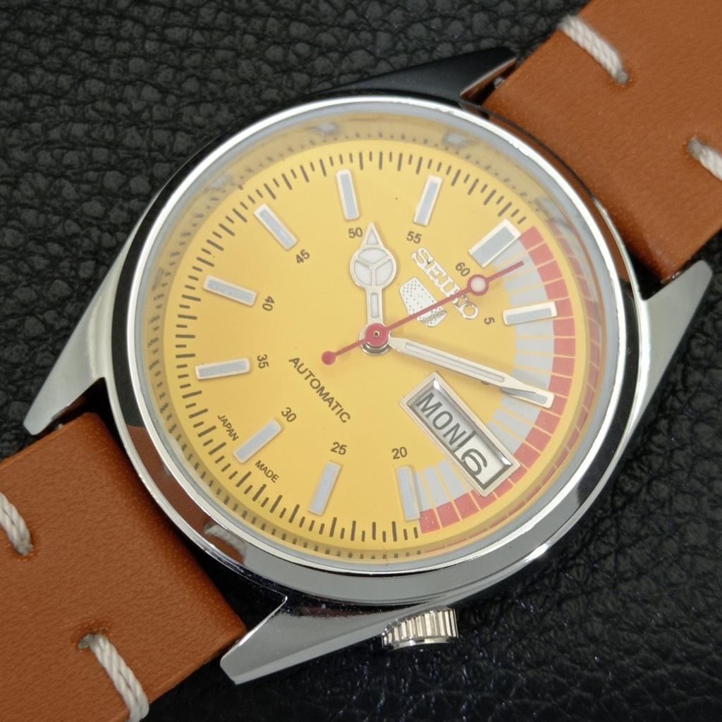 JAPAN VINTAGE REFURBISHED SEIKO 5 AUTOMATIC 6309A MENS YELLOW WATCH A441145-4 Sk-a441145