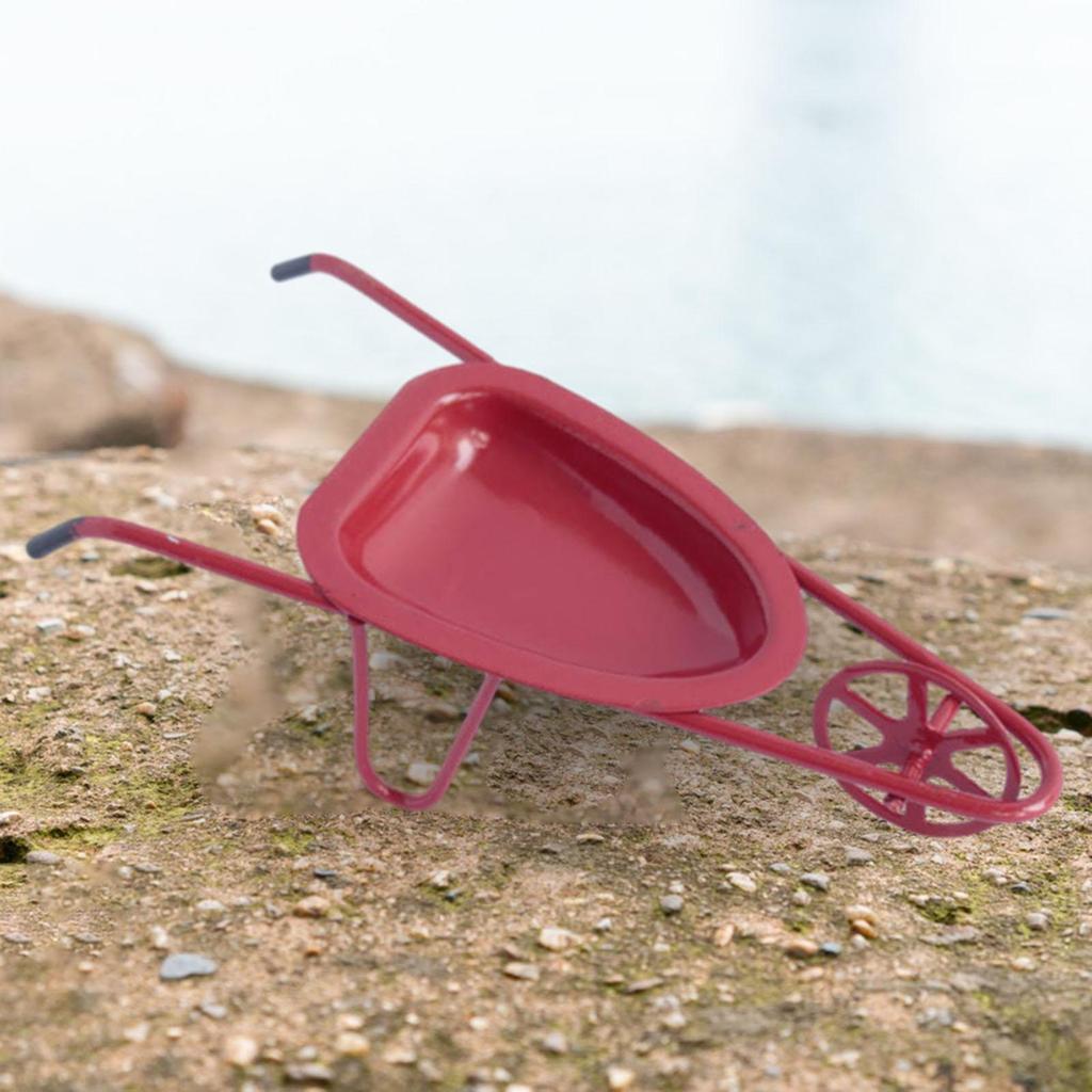 1:12 Dollhouse Wheelbarrow Model Kids Pretend Play Toy, Simulated Scenes Miniature Garden Cart for Building Layout