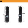 USB Charge Handy LED Aluminum Alloy Glare Flashlight Zoomable Stretch Mini Torch