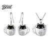 Animal Theme Jewelry Women Necklace Hook Earrings Black Cat In