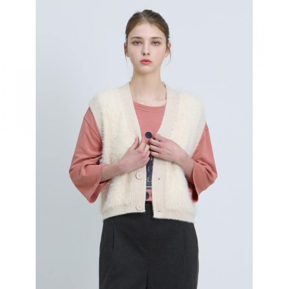 Ozoc Hairy Knit Open Vest