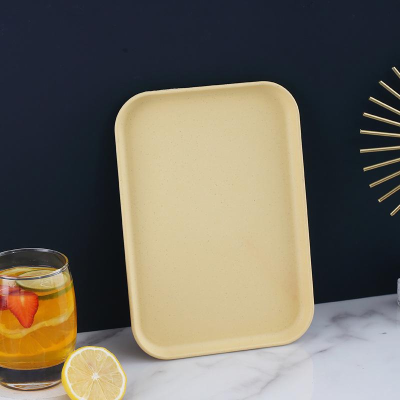 Wheat Straw Multifunctional Tray: Rectangular Tea Set, Fruit, or Puzzle Storage Solution