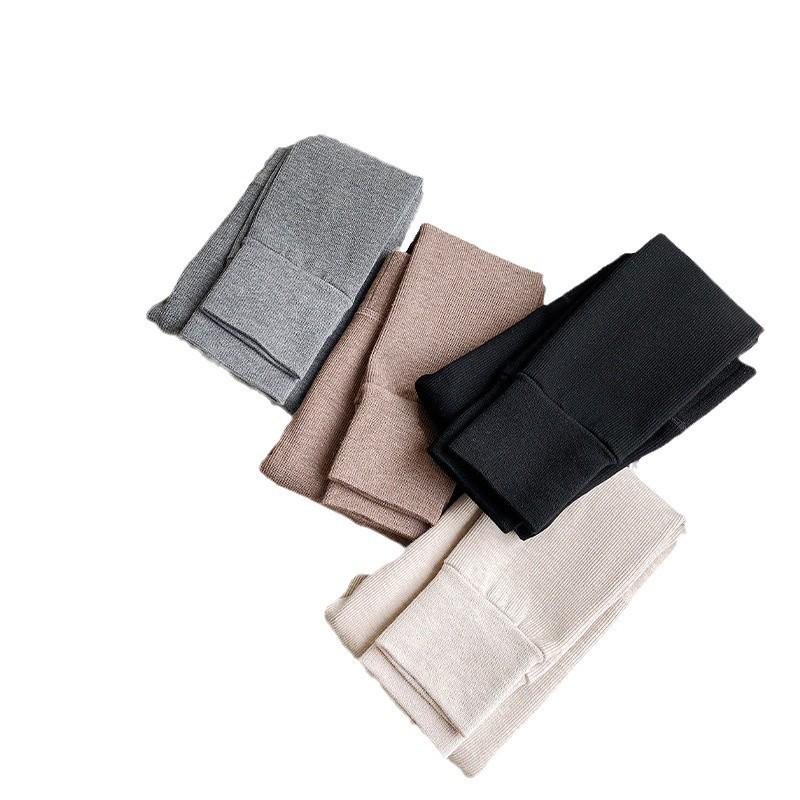 Korean Style Girls' Fleece-Lined Leggings: Thick, Warm Nine-Point Pants with Brushed Cotton Pantyhose for Autumn and Winter