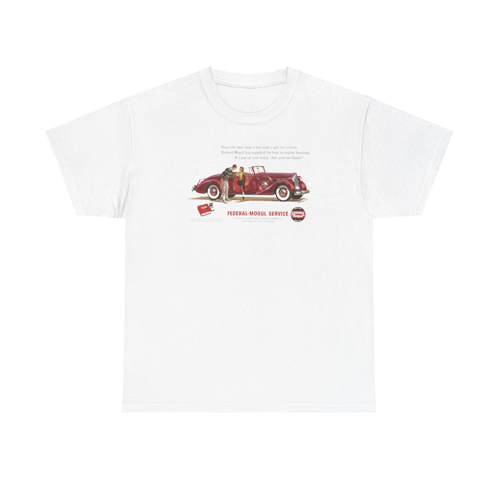 

Vintage Auto Parts Ad for Federal Mogul Service Engine Bearings Heavy Cotton T-Shirt Mens Womens Tees Top Tee M