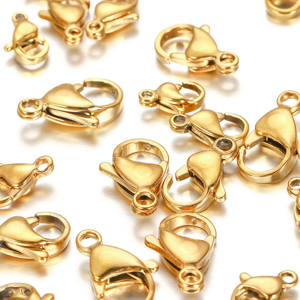10-30Pcs Stainless Steel Gold Plated Lobster Clasp Claw Clasps For Bracelet Necklace Chain Diy Jewelry Making Findings Supplies