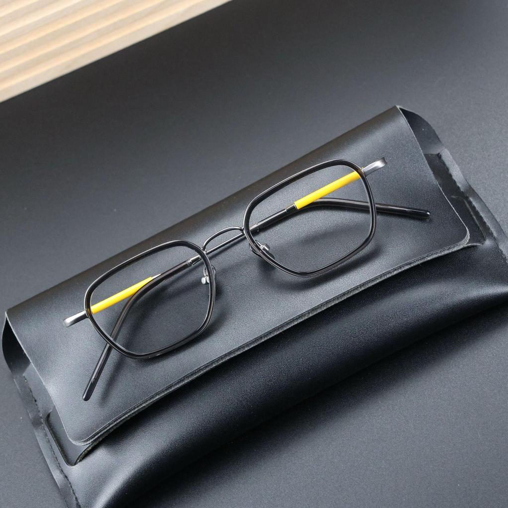 22002 Modische Vollrand-Brillenfassungen aus reinem Titan für Damen & Herren - Retro-Stil, Passform für großes Gesicht