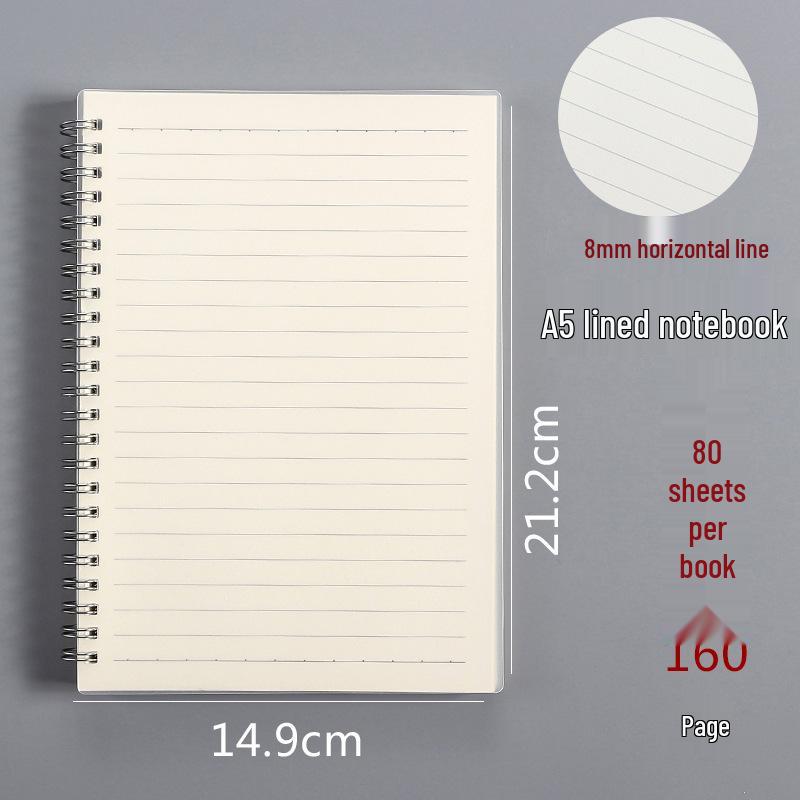 PPA5 Custom Clear Frosted Cover Coil-bound Loose-leaf Notebook - Grid/Lined Pages