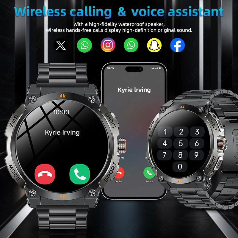 New GPS Sport Smart Watch Outdoor RIDE Run Fitness Watches AMOLED Voice Call Compass Altimeter IP68 Waterproof Bracelet Men