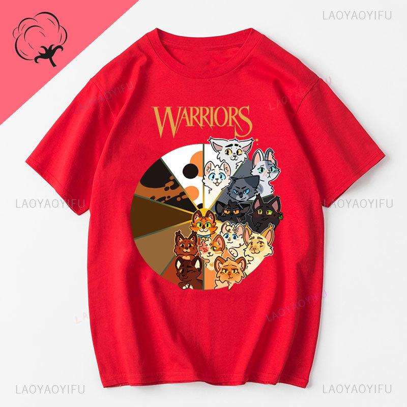 Warriors Cats Camisetas Cat Lover Tee Shoujo Girl Style Trendy Kawaii Cotton Popular Shirt Casual Summer Y2k Clothes Tops
