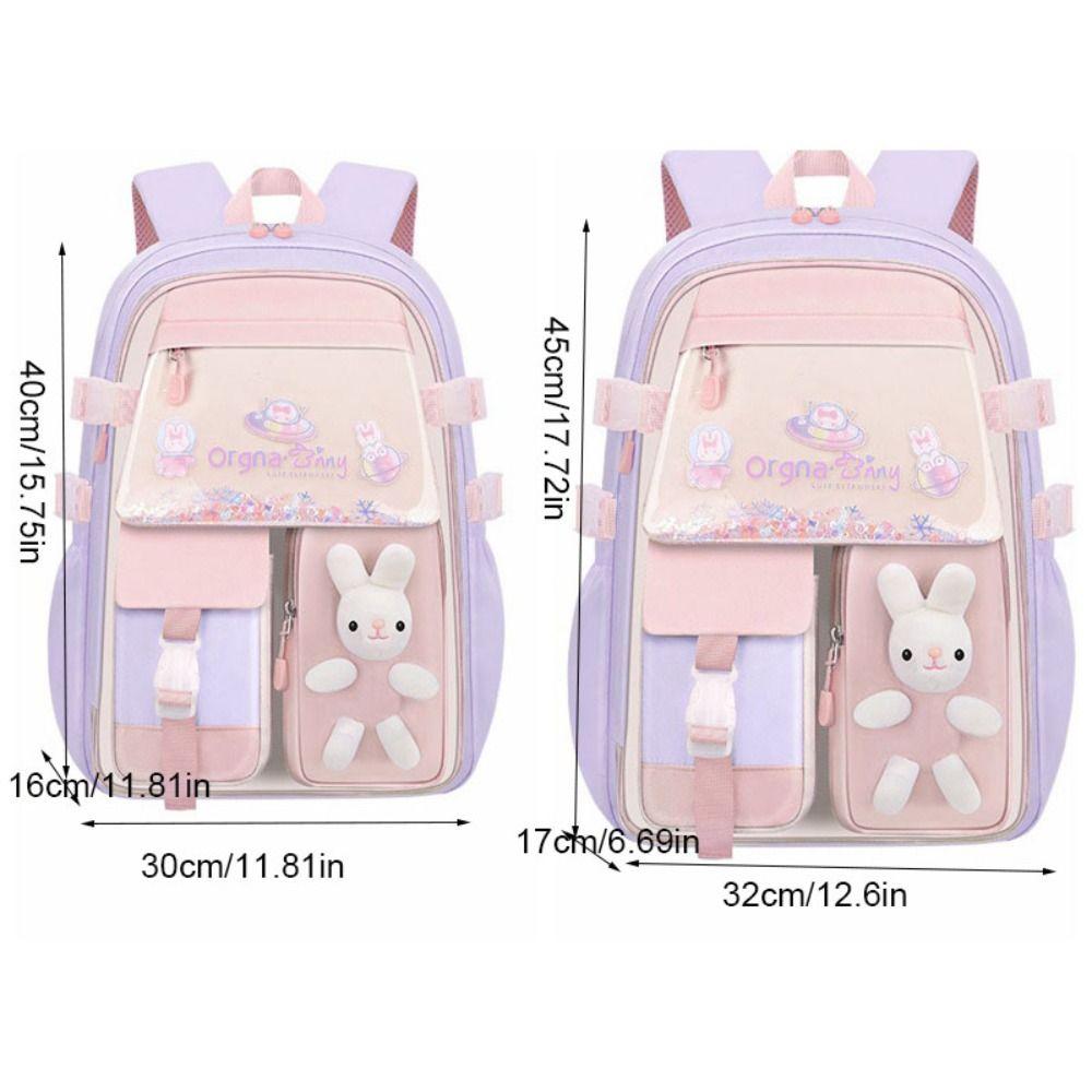 Side-Open Rabbit Children Backpack Oxford Student School Bag Simple Shoulders Bag  Primary School