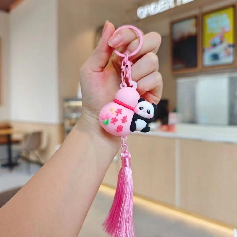 Cute Panda Dolls Pendant Tassel Car Key Ring Lovely Panda Calabash Keychain  Kids